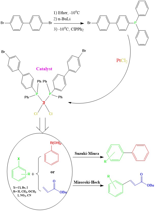 Preparation, characterization and structural study of a dichlorobis (4’-bromobiphenyl-4-yl)diphenylphosphine platinum(II) complex and checking the catalytic activity under optimal conditions 
