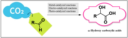 Recent investigations in synthesis of α-hydroxycarboxylic acids by reductive carboxylation of aldehydes with CO2 (microreview) 