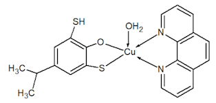 Study of mixed ligand complexes of copper(II) with dimercaptophenols and hydrophobic amines and their application to the analysis of natural objects 